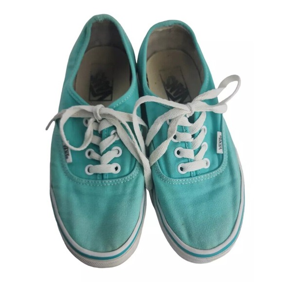 Vans Authentic Canvas Sneakers Aqua Blue Low Top Skate Shoes‎ Size 7 - Picture 1 of 6
